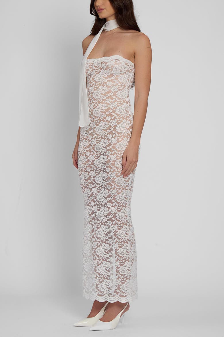 Soleil Scalloped Lace Midi Dress, Alternate, color, White