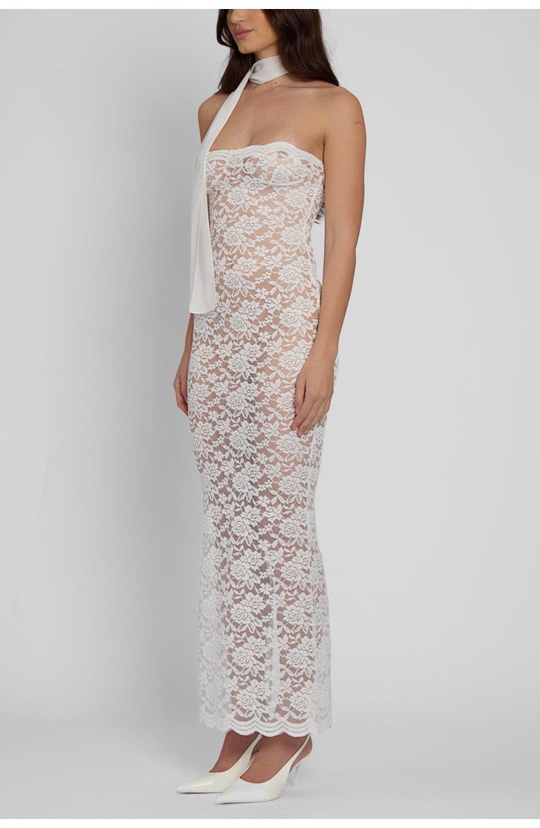 LEAU Soleil Scalloped Lace Midi Dress, Alternate, color, White