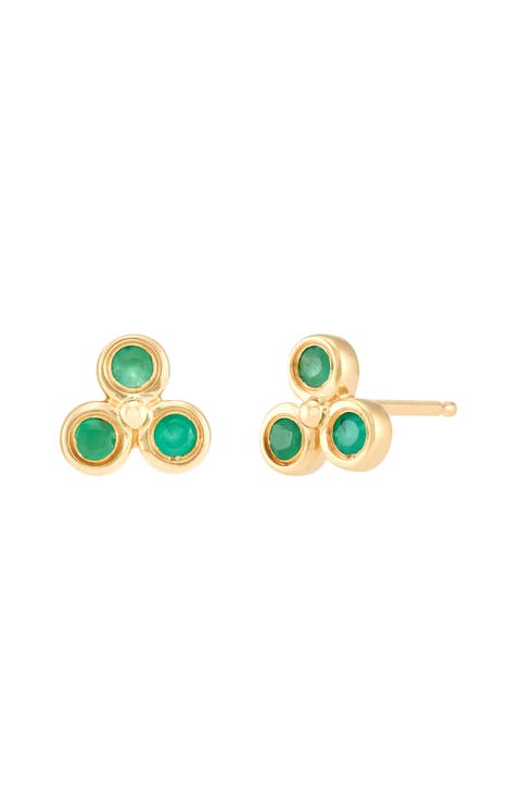 2mm Emerald Trio Stud Earrings