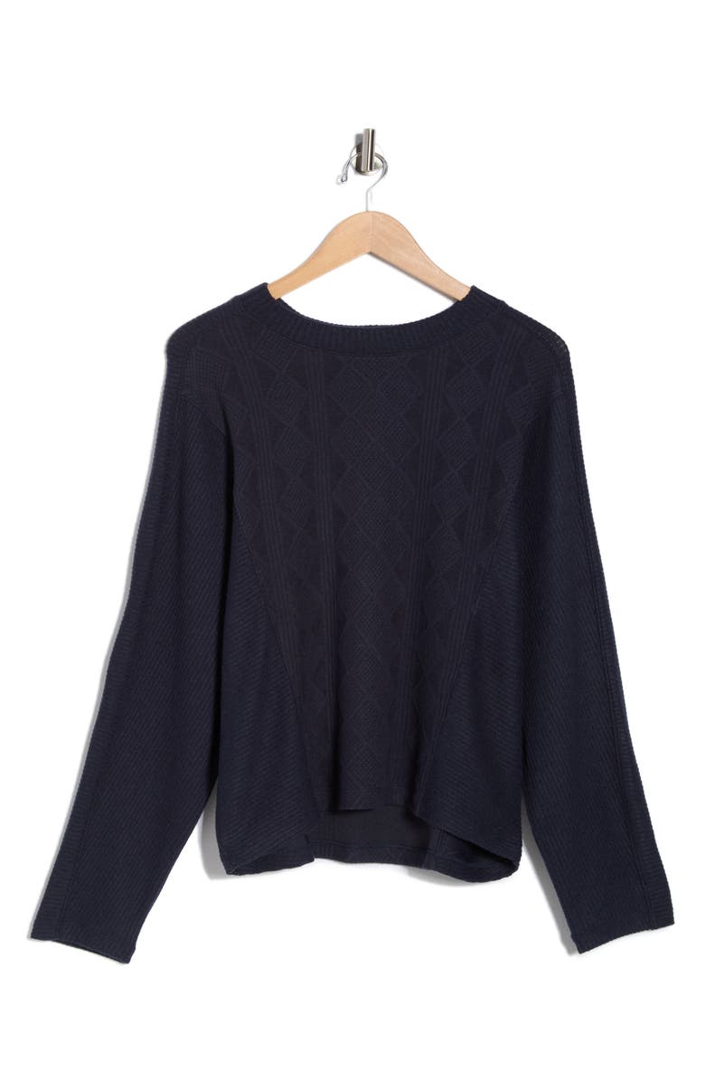 Democracy Textured Knit Dolman Sleeve Top, Main, color, Heather Navy