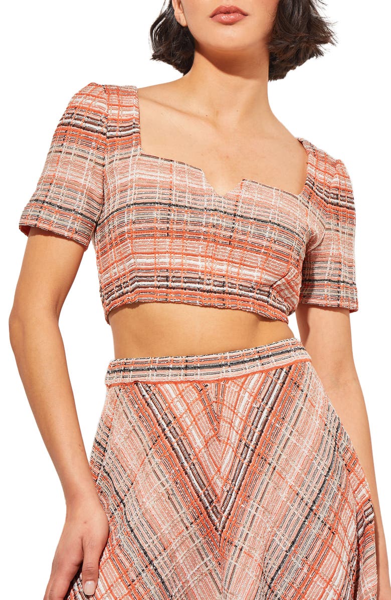 Ming Wang Tweed Handkerchief Hem Knit Skirt, Main, color, Verm/ Jav/ Mul