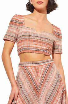 Ming Wang Tweed Handkerchief Hem Knit Skirt