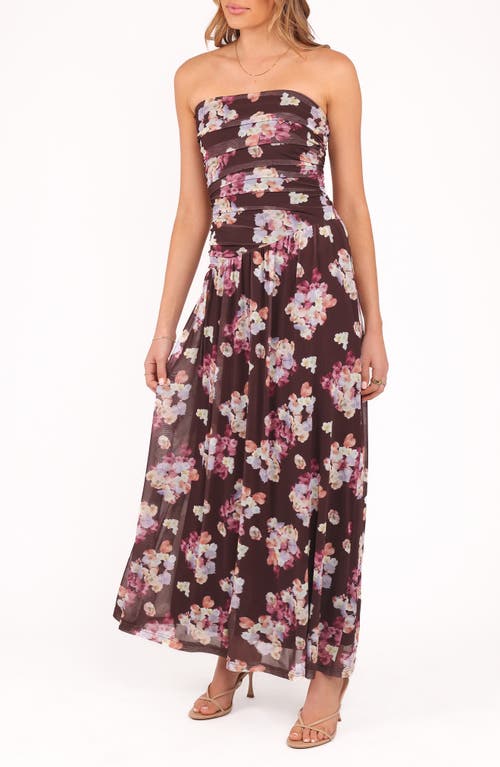 Petal And Pup Petal & Pup Calypso Floral Strapless Mesh Maxi Dress In Brown