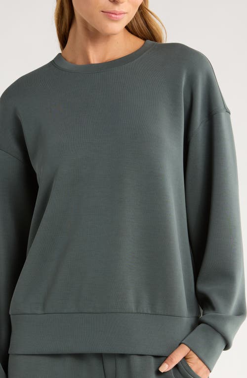 Zella Ultrasoft Boxy Knit Crew Sweatshirt In Green