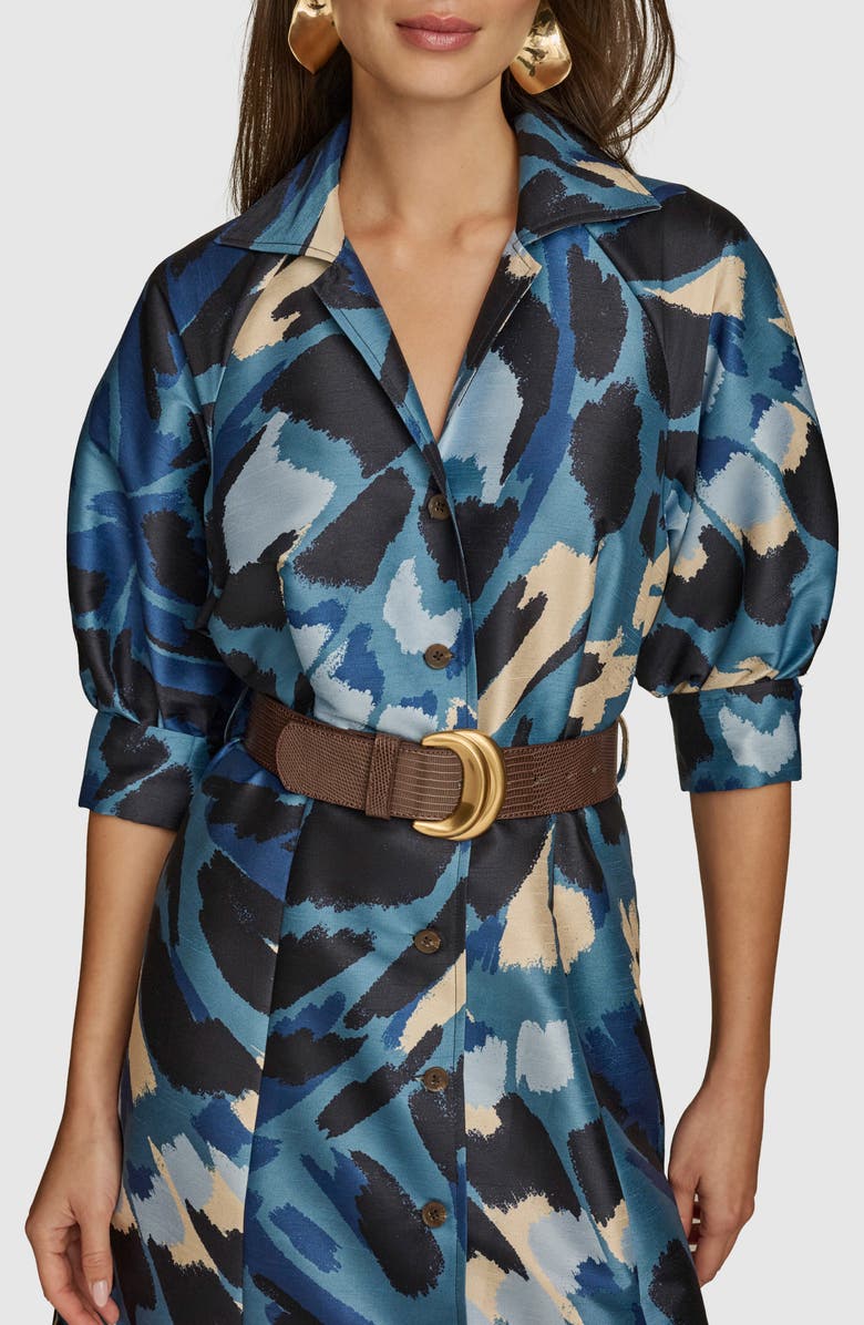 Donna Karan New York Belted Shantung Midi Shirtdress, Alternate, color,