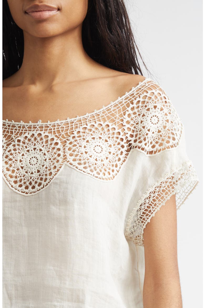 Caila Crochet Crop Top, Alternate, color, IVORY