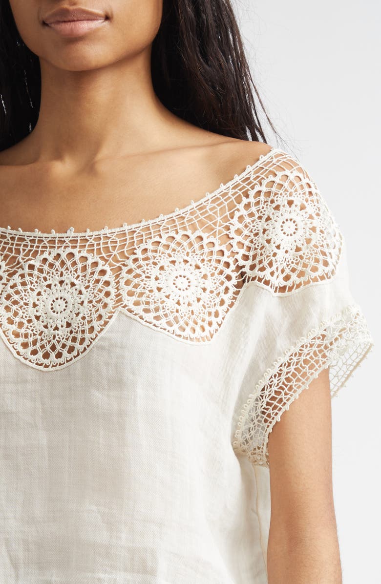 Nili Lotan Caila Crochet Crop Top, Alternate, color, Ivory