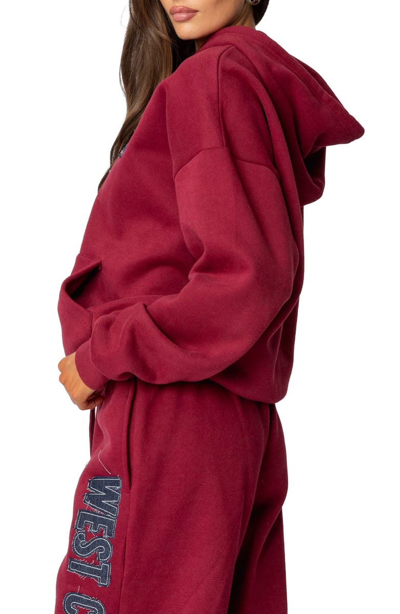 EDIKTED West Coast Hoodie, Alternate, color, Burgundy