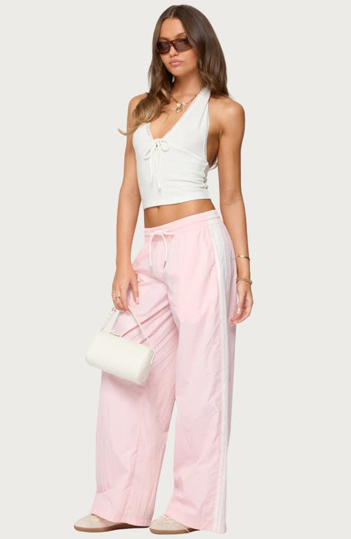 Edikted Annabella Low Rise Nylon Track Pants In Pink