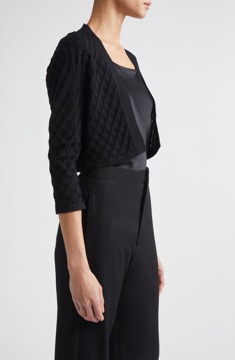 Lela Rose Diamond Pointelle Bolero, Alternate, color, Black