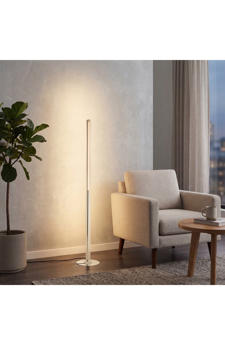 JONATHAN Y Iris 59.5" LED Integrated Floor Lamp, Alternate, color, Black