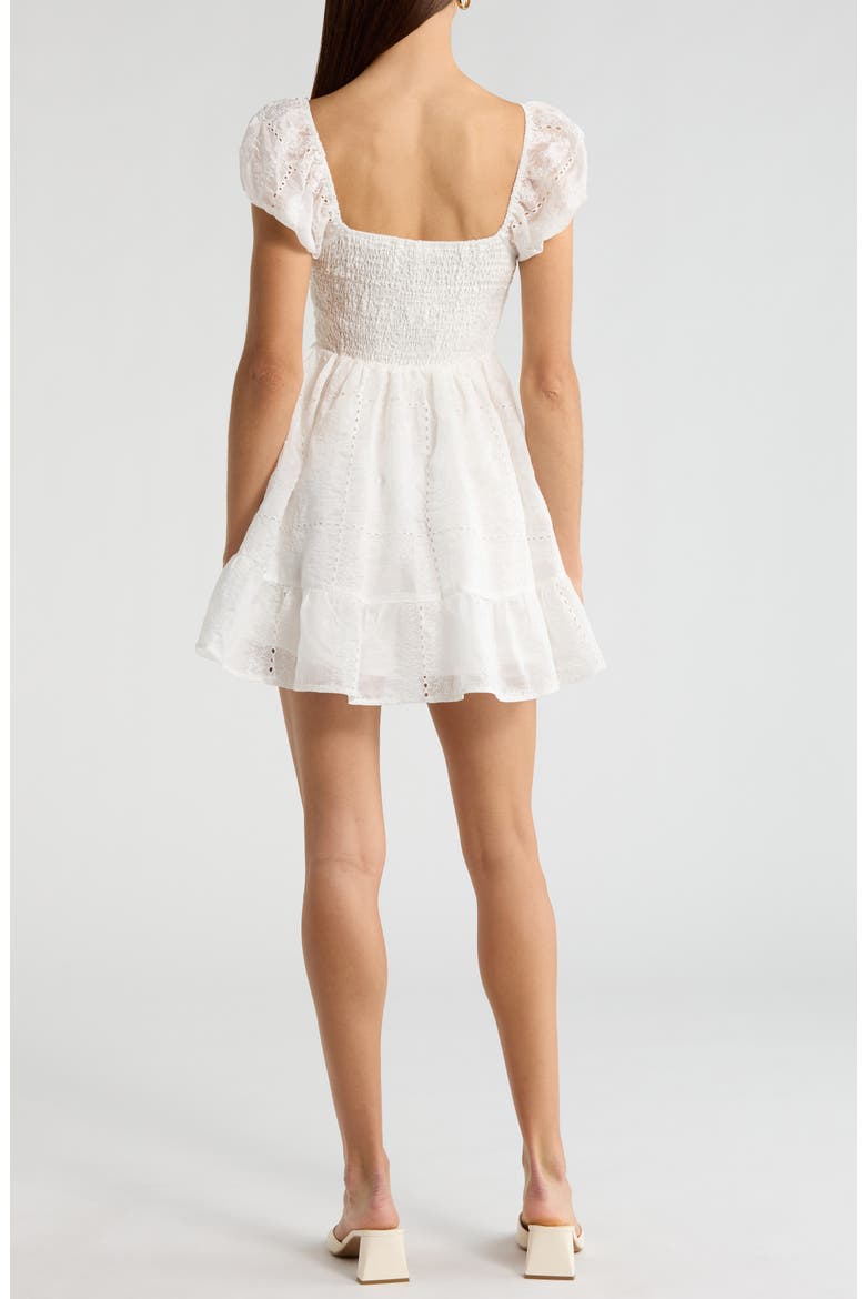 Embroidered Eyelet Ruffle Hem Minidress, Alternate, color, WHITE