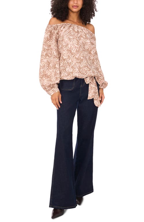 Vince Camuto Abstract Print Off The Shoulder Top In Neutral