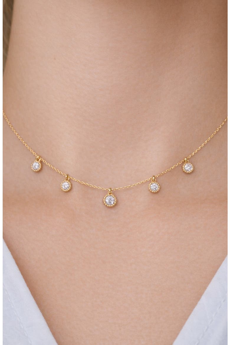 Cubic Zirconia Station Necklace, Alternate, color, GOLD
