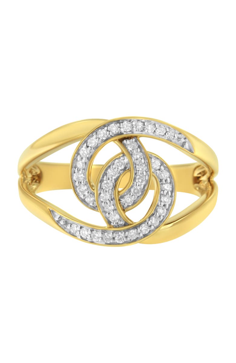 Haus of Brilliance 14K Yellow Gold Plated Silver 1/4 Cttw Diamond Interlocking Loop Open Shank Bypass Ring, Alternate, color, Yellow Gold Over Silver