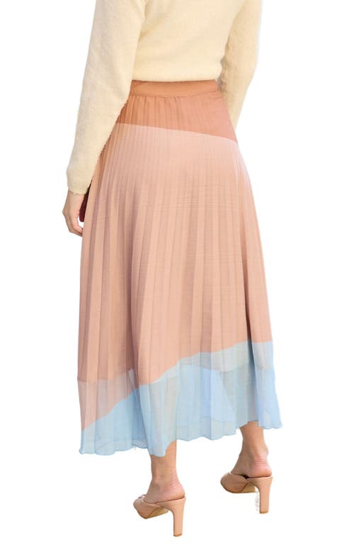 Lily And Lionel Ladbarn Colour Block Pleated Maxi Skirt In Orange