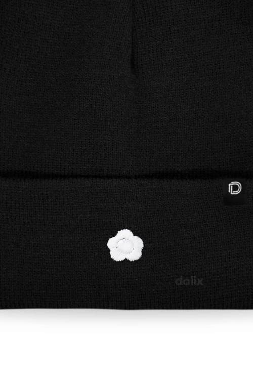 Dalix Lil Flower Beanie Cap In Black