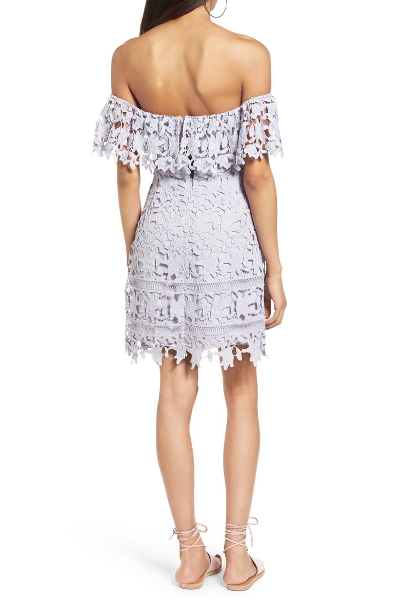 Off the Shoulder Lace Minidress, Alternate, color, LILAC