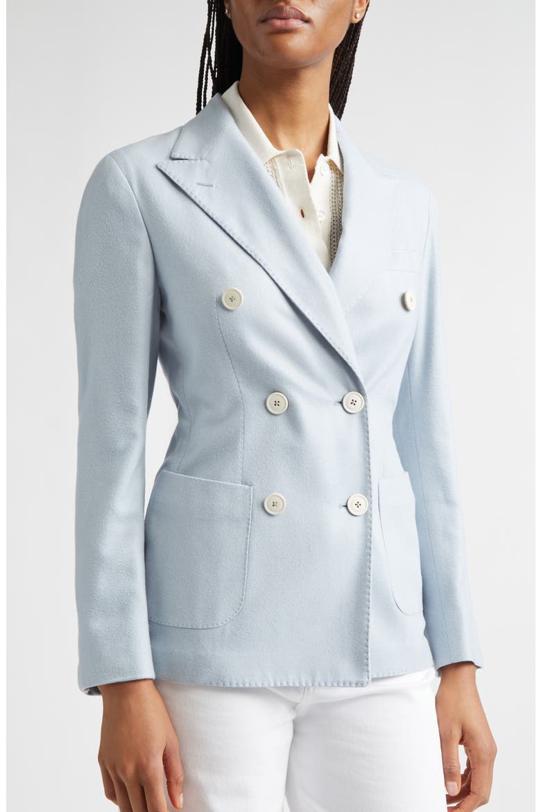 Columbio Doubled Breasted Silk & Cashmere Jacket, Alternate, color, 130 SKY BLUE
