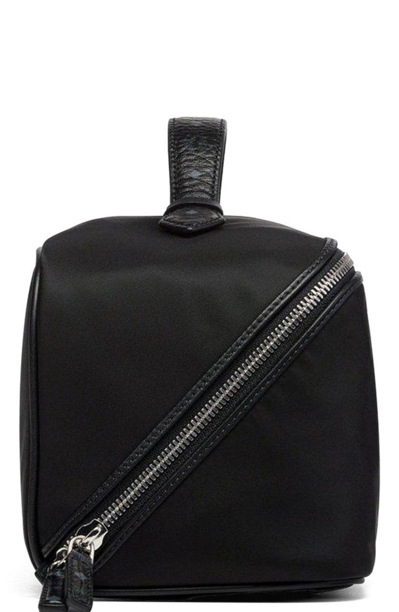MCM Medium Ottomar Toiletry Bag in ECONYL and Leather, Alternate, color, Black