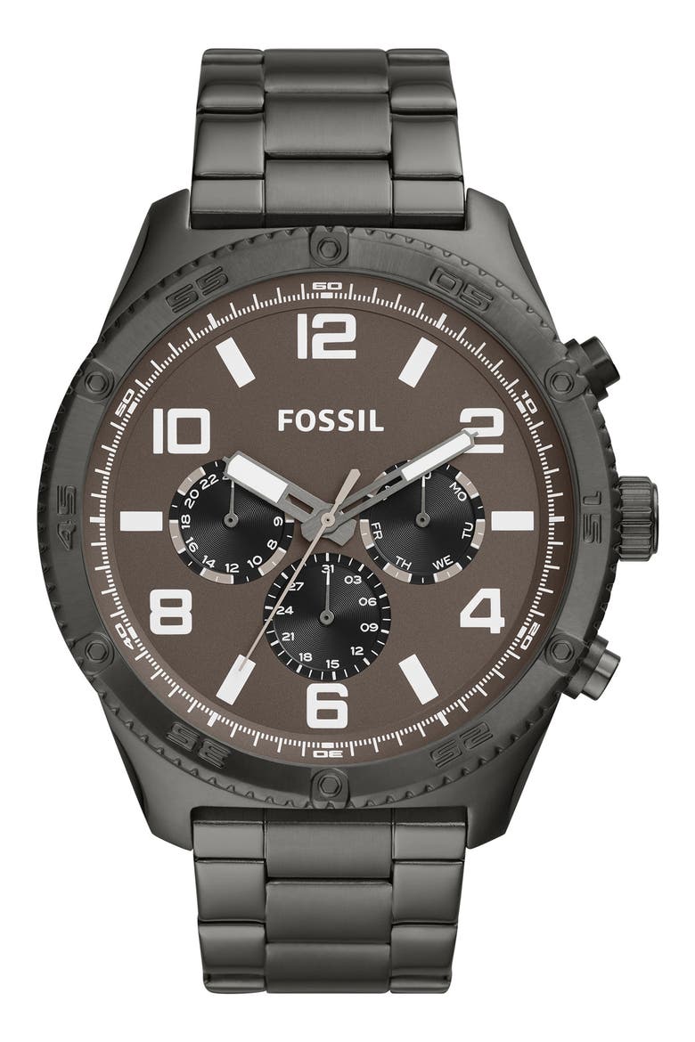 Men's Brox Manual Three-Hand Watch, 50mm, Main, color, SMOKE