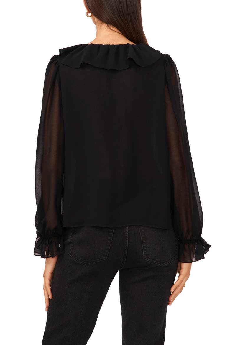Ruffle Tie Neck Top, Alternate, color, RICH BLACK