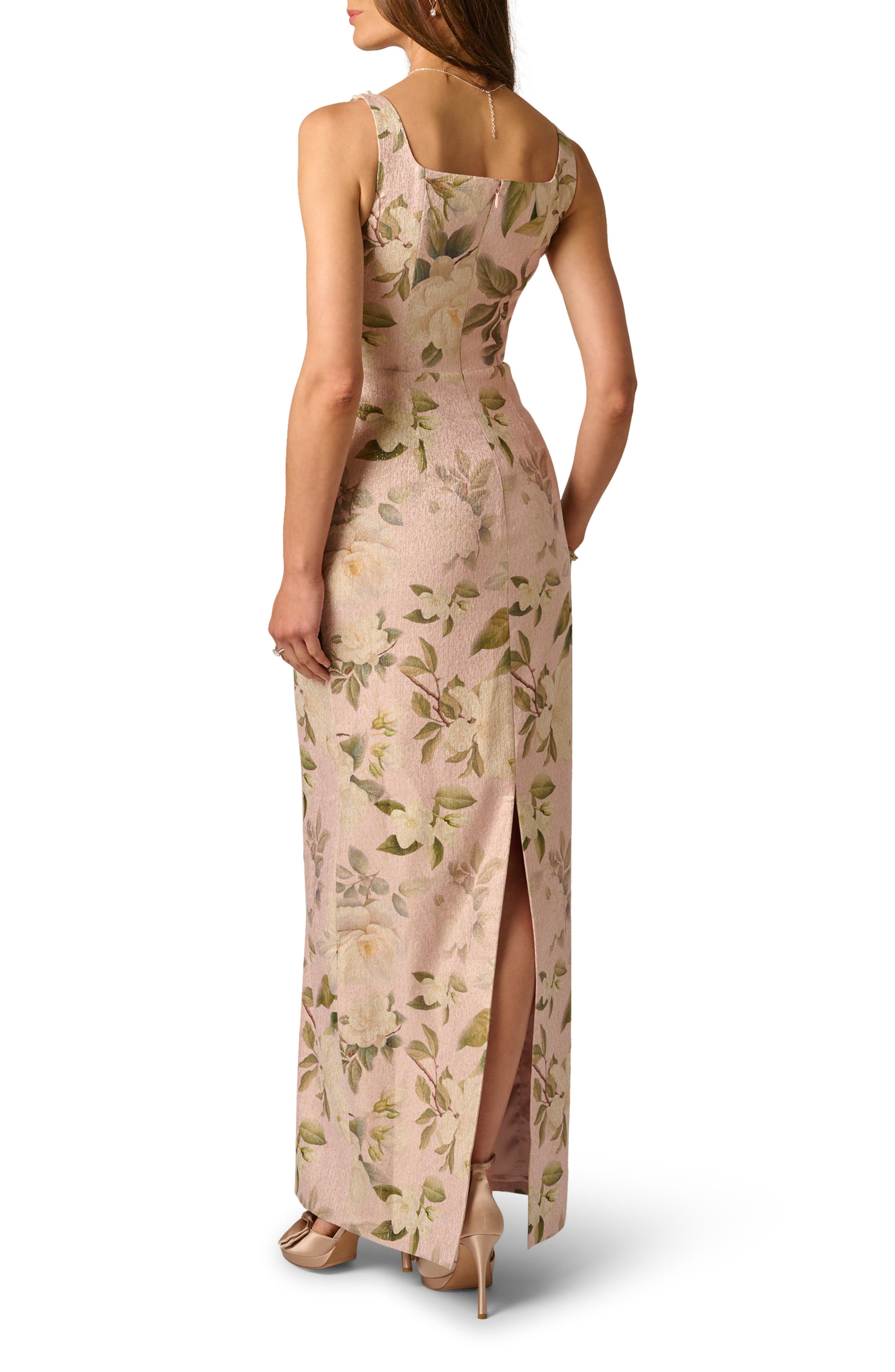 Beaded Jacquard Column Gown - image 2