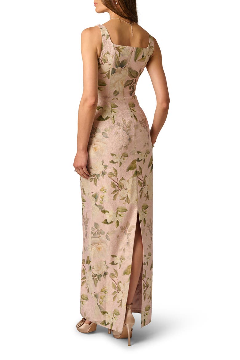 Beaded Jacquard Column Gown, Alternate, color, BLUSH MULTI