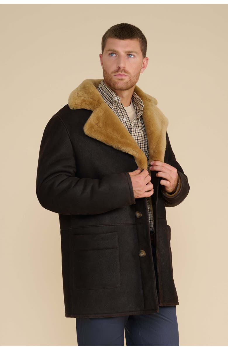 Furniq UK William Shearling Coat, Alternate, color, Brown