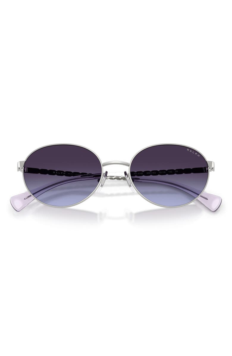 Ralph Lauren 55mm Oval Sunglasses, Alternate, color, Shiny Silver / Gradient Blu