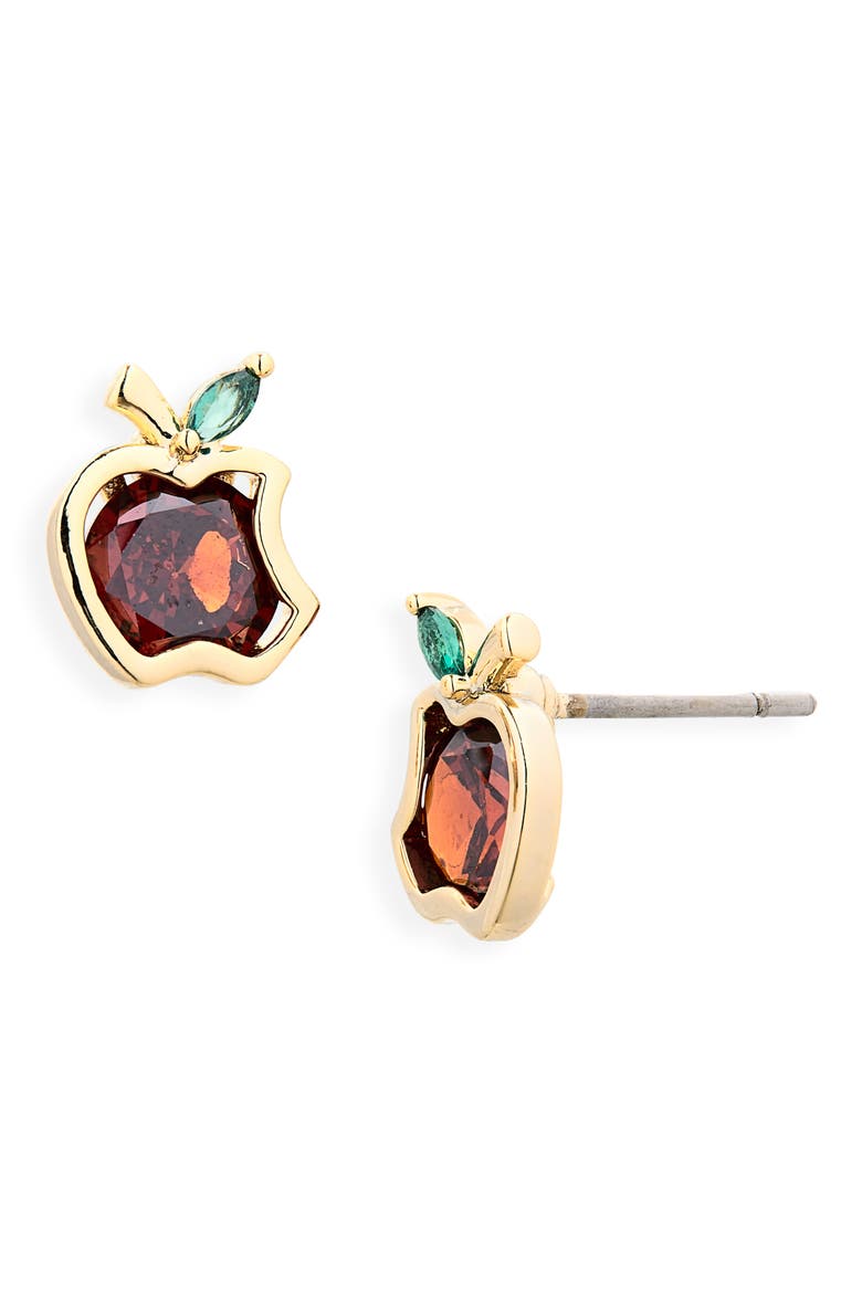 apple cubic zirconia stud earrings, Alternate, color, MULTI
