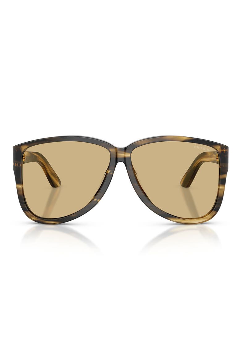 61mm Oversize Pilot Sunglasses, Main, color, STRIPED LODEN / YELLOW