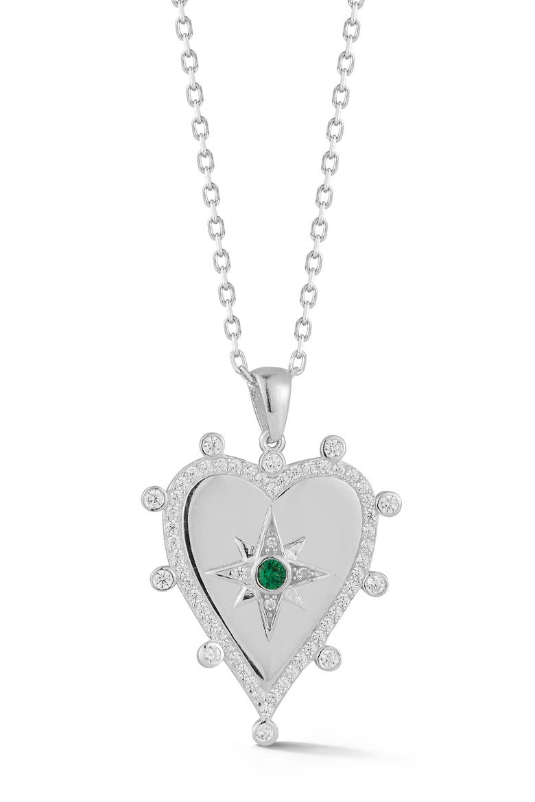 Cubic Zirconia Heart Pendant Necklace, Main, color, SILVER