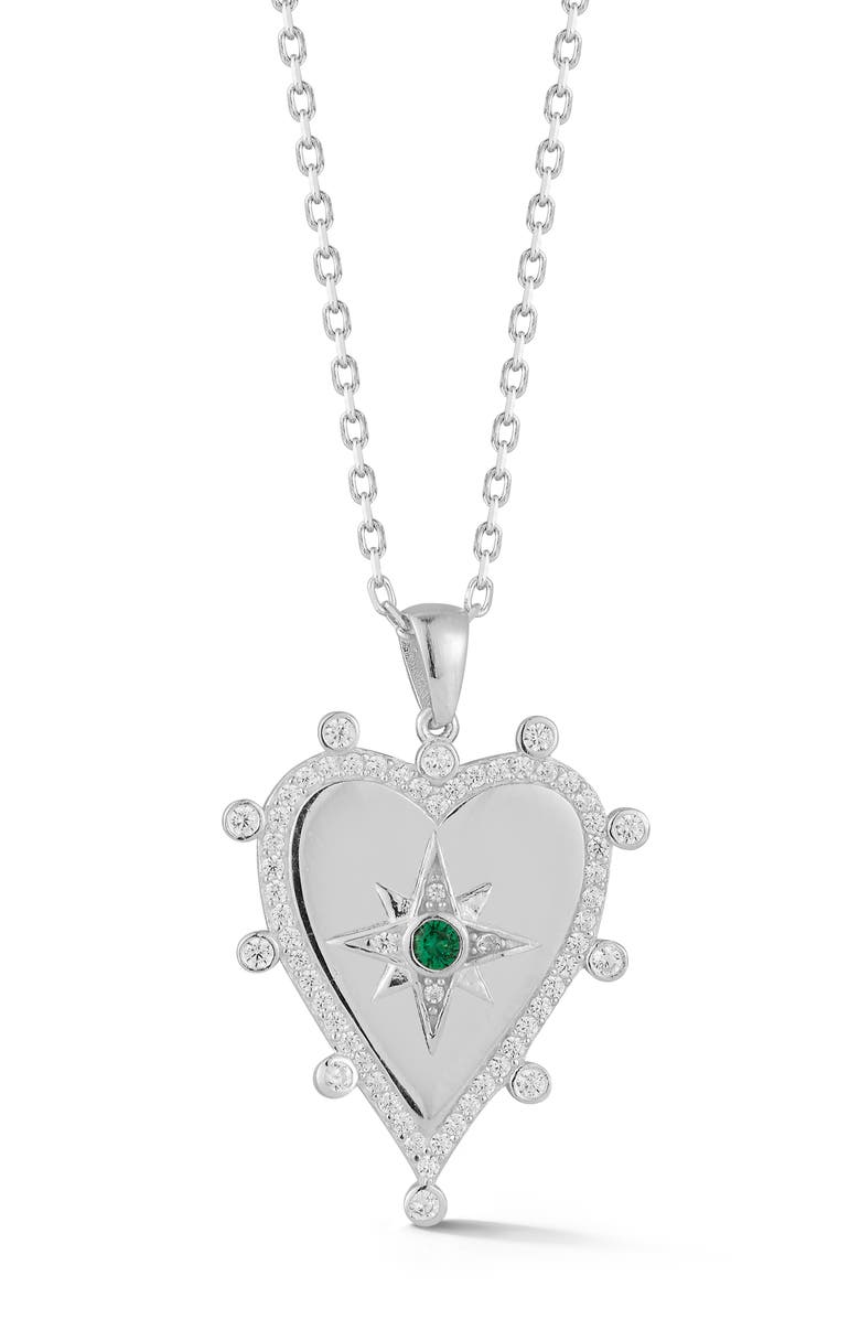 CHLOE AND MADISON Cubic Zirconia Heart Pendant Necklace, Main, color, Silver