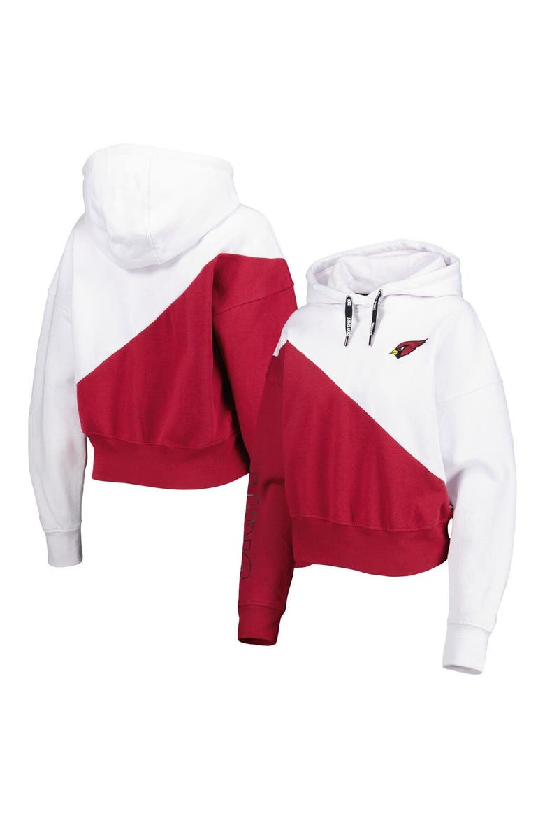Women's DKNY Sport White/Cardinal Arizona Cardinals Bobbi Color Blocked Pullover Hoodie, Main, color, White