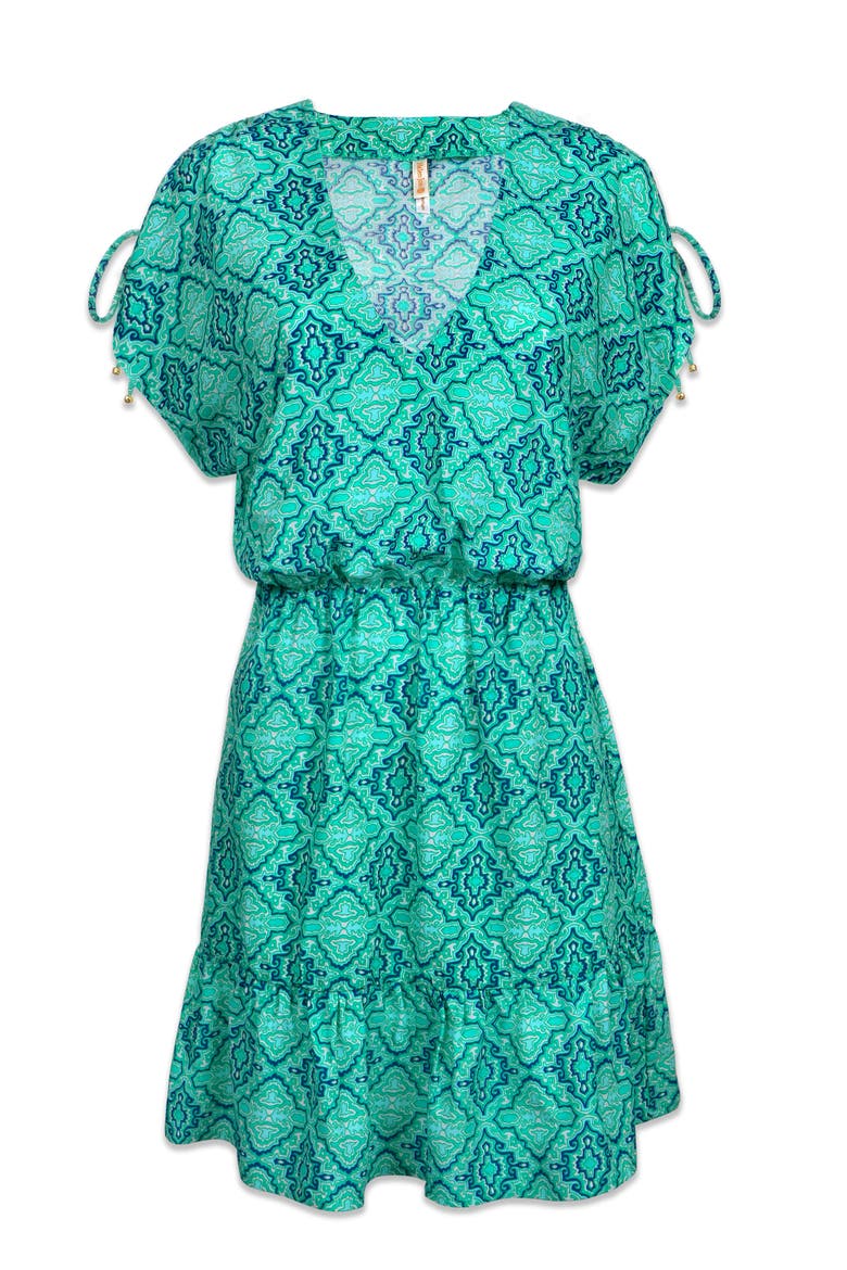 V-Neck Dress, Alternate, color, Marbella Tile