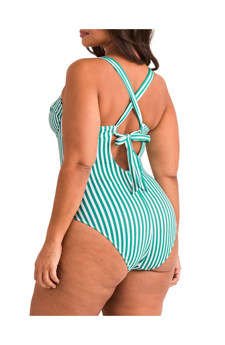 Adore Me Cariba Swimwear One Piece Swimsuit, Alternate, color, Stripe Green