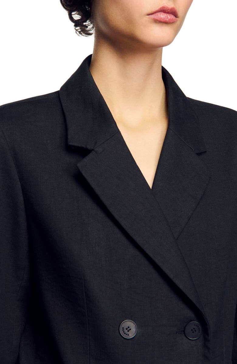 SANDRO Double-breasted suit jacket, Alternate, color, 