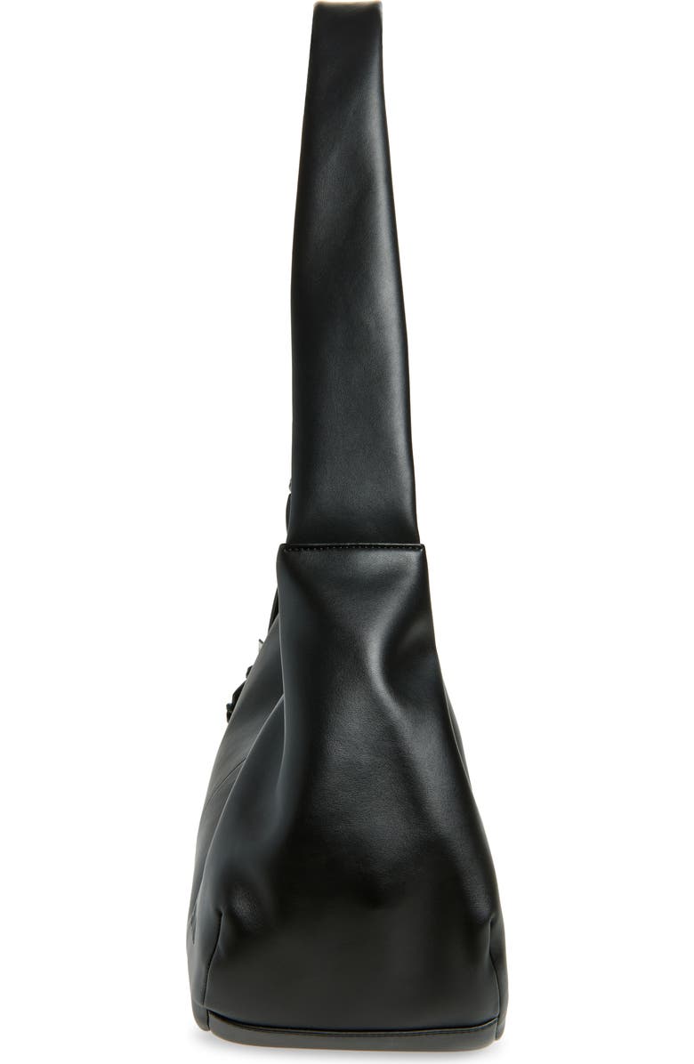 Ganni Medium Bou Leather Hobo Bag, Alternate, color, Black