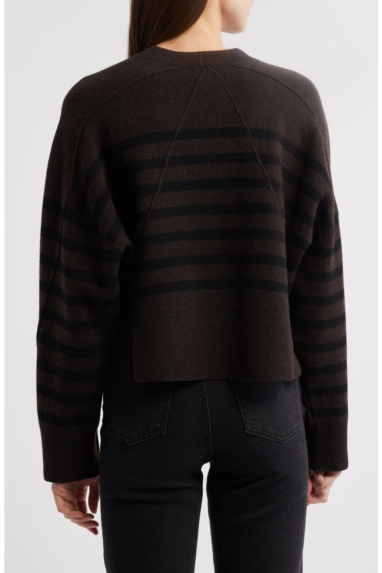 Bridget Stripe Crewneck Wool Blend Sweater, Alternate, color, DARK BROWN