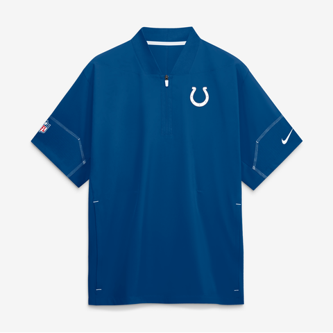 Men's Nike Royal Indianapolis Colts Sideline Short Sleeve Quarter-Zip Coaches Jacket