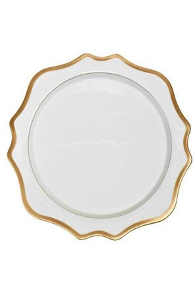 Anitque White Gold Charger Plate, Main, color, WHITE/GOLD