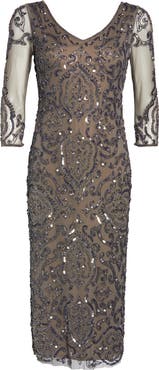 Pisarro Nights Sequin & Beaded Cocktail Sheath Dress