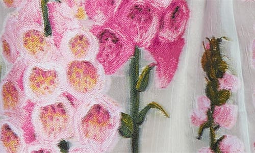 Oscar De La Renta Foxglove Print Off The Shoulder Organza Dress In Multi