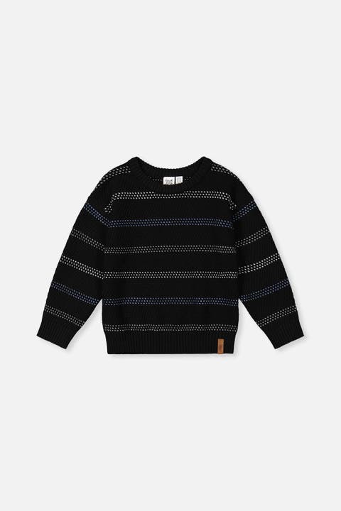 Striped Texture Ribbed Cuffs Sweater