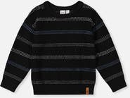 Deux par Deux Striped Texture Ribbed Cuffs Sweater