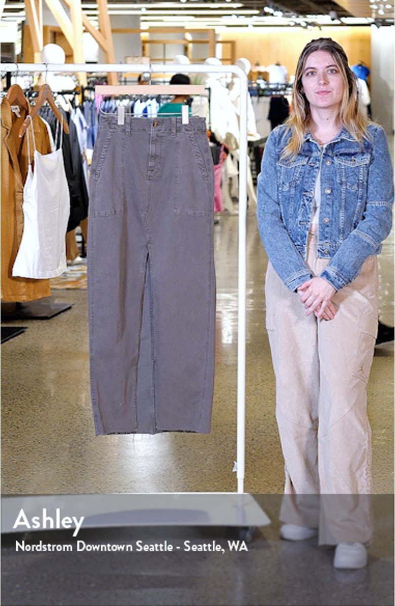 The Sadie High Waist Utility Denim Maxi Skirt, sales video thumbnail