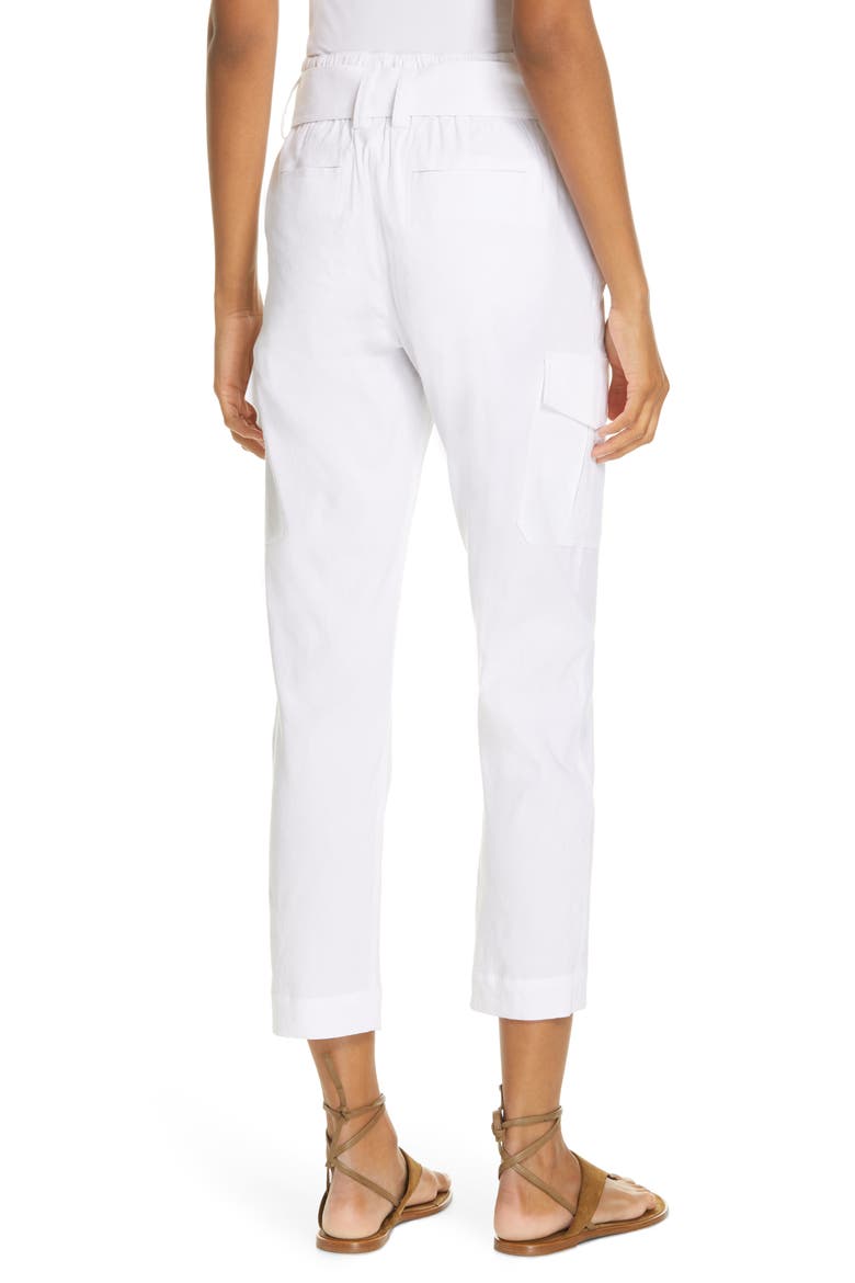 Belted Linen Blend Pants, Alternate, color, OPTIC WHITE
