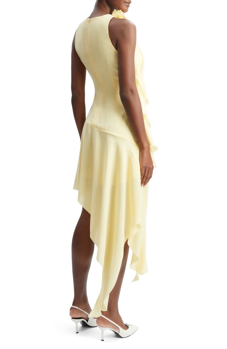Bardot Ivana Ruffle Rosette Georgette Cocktail Dress, Alternate, color, Canary Yellow