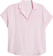 beachlunchlounge Arin Stripe Short Sleeve Cotton Shirt